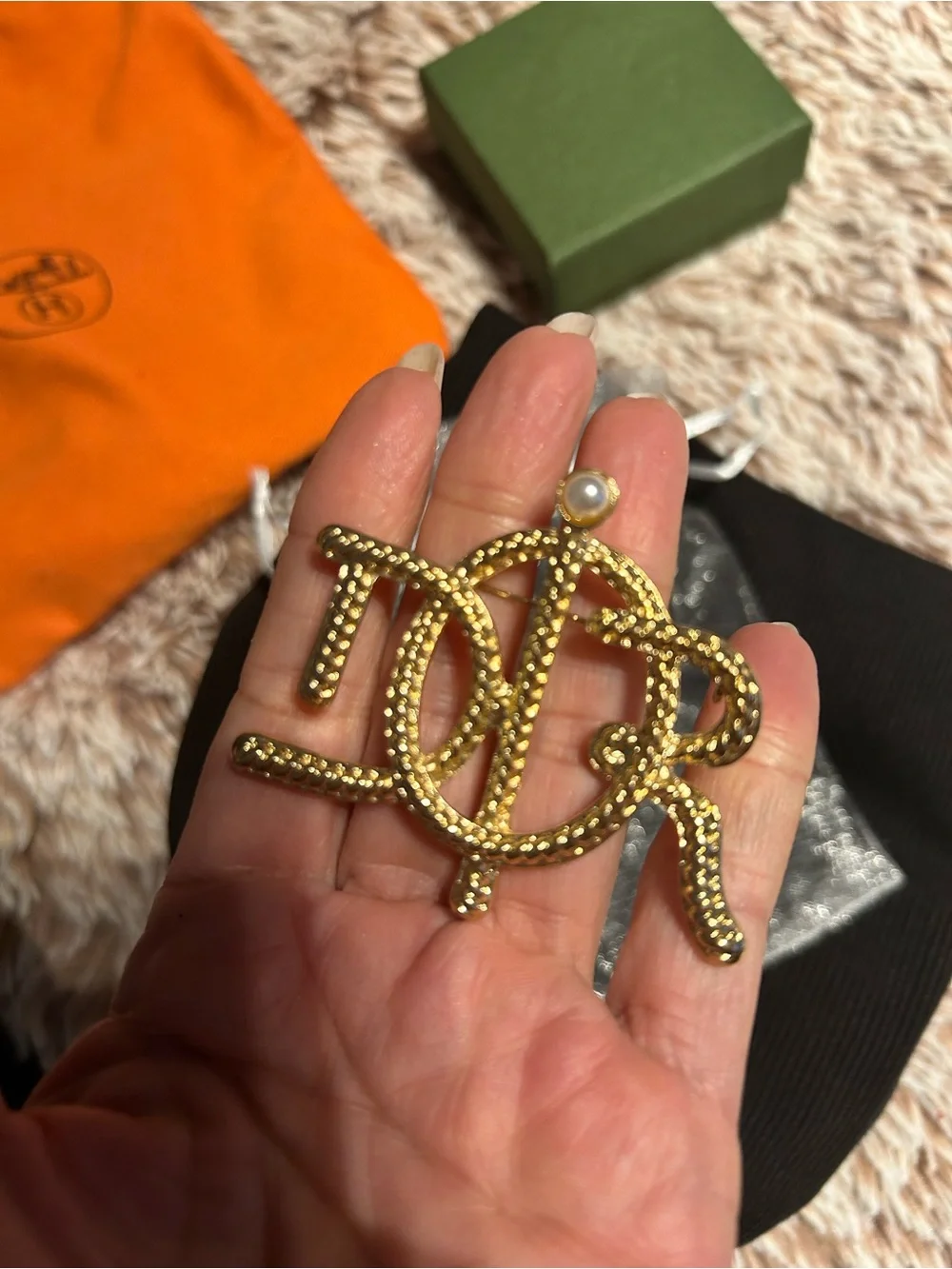 Gold Monogram D Pin Brooch - new